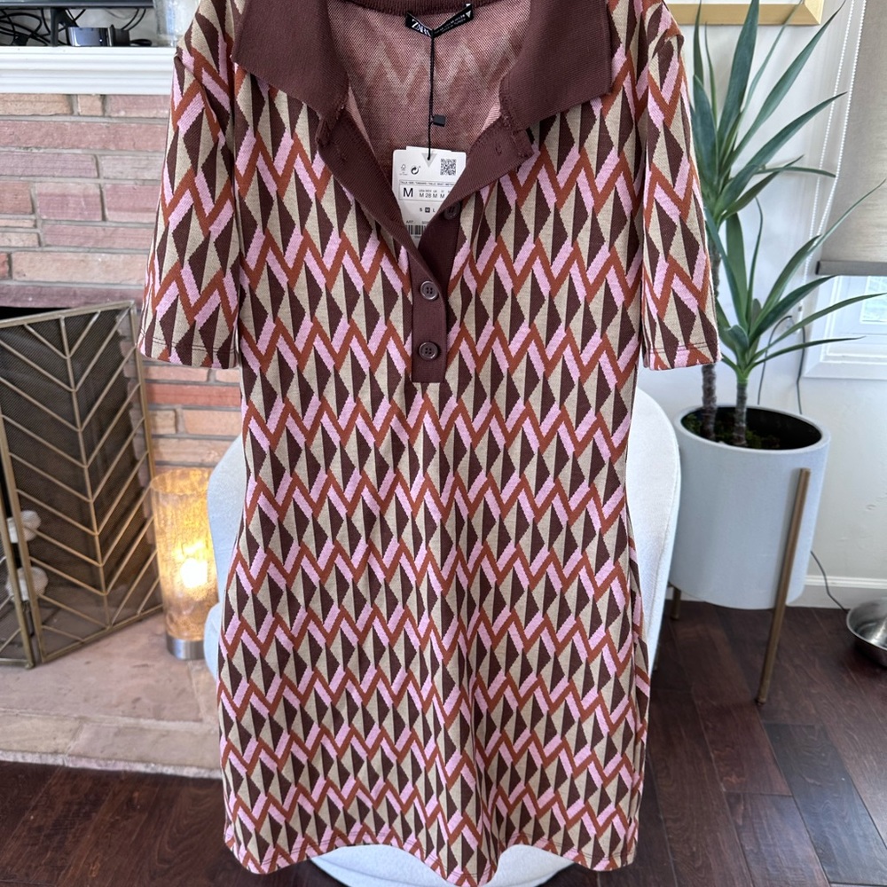 Zara geometric, collard dress